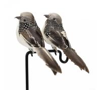 NbgrvB Lot de 2 pinces à oiseaux artificielles en mousse avec plumes et yeux 3D pour décoration de maison, jardin, fête de mariage, vert gris, 16 x 4 x 6 cm (gris)