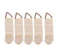NbgrvB Lot de 5 sacs de rangement en maille à suspendre pour cuisine, oignon, ail, pommes de terre, réutilisables avec ouverture par le bas, marron clair