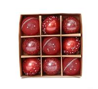 NbgrvB Lot de 9 boules de Noël en plastique incassable à suspendre aux couleurs vives pour les vacances, les fêtes de mariage (rouge)