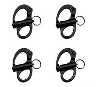 NbgrvB Manille à ressort fixe en acier inoxydable 316 avec serrure marine revêtue noire et mécanisme de verrouillage automatique pour applications intensives (69 mm)