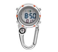 NbgrvB Montre Mousqueton avec Boussole et Aiguilles Lumineuses pour Camping Randonnée Escalade Horlogerie Extérieur en Acier Inoxydable Noir Orange