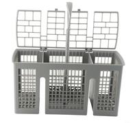 NbgrvB Panier à vaisselle pour plusieurs marques 6 sections | 6 compartiments séparés, poignée ronde amovible, couvercle inclus, plastique gris, facile à nettoyer