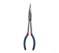 NbgrvB Pince longue portée de 28 cm avec mâchoires dentelées, nez d'aiguille en acier au chrome vanadium robuste pour réparation d'automobiles et de machines dans des espaces étroits (45°)