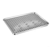 NbgrvB Plateau à thé rectangulaire en acier inoxydable 304 avec grille de drainage amovible en polypropylène pour légumes, fruits, cuisine, argent