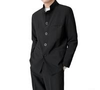 NbgrvB pour Blazer Homme Polyester Extérieur Quotidien pour Blazer | Col montant classique, fermeture boutonnée, style traditionnel chinois, idéal pour le printemps