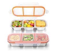 NbgrvB Pour boîtes à goûter en acier inoxydable - 3 compartiments, réutilisables, étanches pour le stockage des aliments, les voyages, les pique-niques, la préparation des repas, blanc