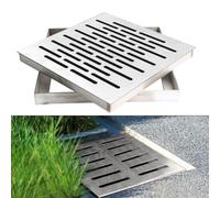 NbgrvB Pour siphon de sol en acier inoxydable avec cadre, glissant - brossé | Finition multi-trous pour un drainage rapide des routes municipales, des écoles, des places, 200 x 200 mm
