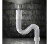 NbgrvB Raccord de tuyau d'évacuation flexible et robuste avec fil en acier inoxydable télescopique et forme courbée Blanc 34,5-78 cm