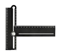 NbgrvB Règle multifonctionnelle réversible de 30 cm, règle d'angle en alliage d'aluminium avec rapporteur et dessin mathématique, design ergonomique, mesure précise, noir