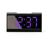 NbgrvB Réveil numérique LED miroir affichant l'heure, la température et la date, pour double alimentation USB, intensité variable, mode nuit pour la maison, le bureau, rouge (bleu)