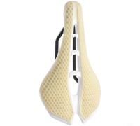 NbgrvB Selle de vélo creuse en nid d'abeille avec coussin respirant 3D en TPE léger et rails à haute teneur en carbone, siège confortable pour vélo de route et de montagne, noir (blanc crème)