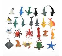 NbgrvB Set 24 Modèles Plastiques Détails pour précis Set 24 Modèles | 24 espèces uniques, requins dauphins tortues, couleurs vives, pose naturelle, collection complète