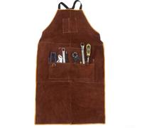 NbgrvB Tablier Véritable Résistant Chaleur 6 Poches Tablier Véritable(Dark Brown)