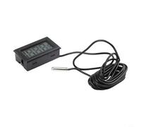 NbgrvB Thermomètre numérique LCD avec sonde en acier inoxydable, précision de -50 à +110 °C, pour aquarium, extérieur, câble noir de 1 à 5 m, 47 x 28 x 15 mm (2 mètres)