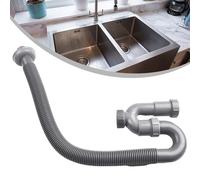 NbgrvB Tuyau d'évacuation flexible pour évier de cuisine et salle de bain siphon en U avec tube rétractable en plastique ABS noir