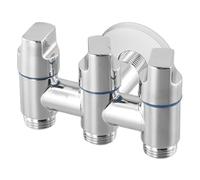 NbgrvB Vanne de dérivation à trois voies 1 entrée 3 sorties en laiton robuste pour connexion multi-appareils facile à installer salle de bain cuisine gris argenté