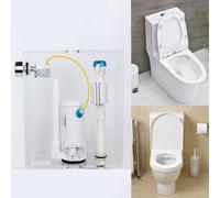 NbgrvB Vanne de vidange contrôlée par fil pour chasse d'eau avec bouton de chasse d'eau - Pièce de rechange pour sortie de 6,5 à 7,5 cm - Tuyau de trop-plein réglable de 18,5 à 33 cm - Blanc