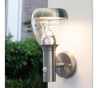 NBHANYUAN Lighting Applique Murale LED Exterieur avec Détecteur de Mouvement et Interrupteur Crépusculaire Acier Lampe Exterieur Inoxydable SUS316 Luminaire Argent 9W IP44