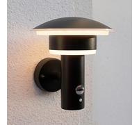 NBHANYUAN Lighting® Applique Murale LED Exterieur avec Détecteur de Mouvement et Interrupteur Crépusculaire Acier Lampe Exterieur Inoxydable SUS316 Luminaire Noir 9W 220V-240V IP44 (Avec Capteur PIR)