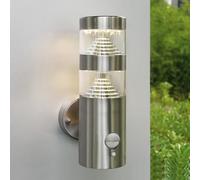 NBHANYUAN Lighting LED 4 Modes Applique Murale Exterieur avec Détecteur de Mouvement et Interrupteur Crépusculaire Acier Lampe Exterieur Inoxydable SUS316 Argent 9W 220V-240V IP44