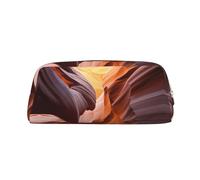 NBHDZENGW Antelope Canyon Trousse à crayons en cuir avec fermeture éclair lisse, élégante et durable pour l'école, le bureau, les voyages - Porte-papeterie léger avec impression complète, doré, Taille