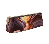 NBHDZENGW Antelope Canyon Trousse à crayons triangulaire en cuir avec fermeture éclair lisse, élégante et durable pour l'école, le bureau, les voyages - Porte-papeterie léger avec impression complète