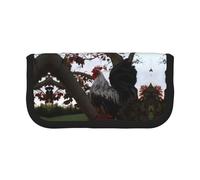 NBHDZENGW Backyard Chickens Grande trousse à crayons en toile avec poche en maille, motif blocs de couleurs (bordure noire) - Trousse de maquillage pour voyage scolaire