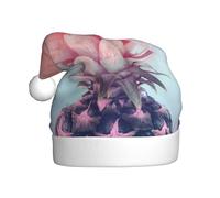 NBHDZENGW Beau chapeau de Noël en polaire pour adultes avec pompon imprimé sur toute la surface, doux, durable, couleurs résistantes, taille standard, noir