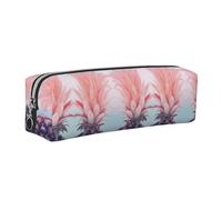 NBHDZENGW Belle trousse à crayons en cuir ananas avec fermeture éclair lisse, élégante et durable pour l'école, le bureau, les voyages - Porte-papeterie léger avec impression complète, Argenté