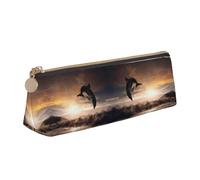 NBHDZENGW Belle trousse à crayons en cuir avec fermeture éclair lisse, élégante et durable pour l'école, le bureau, les voyages - Porte-papeterie léger avec impression complète