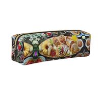 NBHDZENGW Belle trousse à crayons en cuir avec fermeture éclair lisse, élégante et durable pour l'école, le bureau, les voyages - Porte-papeterie léger avec impression complète, doré, Taille unique