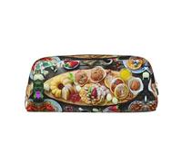 NBHDZENGW Belle trousse à crayons en cuir avec fermeture éclair lisse, élégante et durable pour l'école, le bureau, les voyages - Porte-papeterie léger avec impression complète, Argenté., Taille