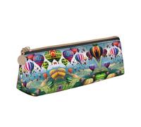 NBHDZENGW Belle trousse à crayons triangulaire en cuir avec fermeture éclair lisse, élégante et durable pour l'école, le bureau, les voyages - Porte-papeterie léger avec impression complète