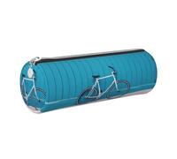 NBHDZENGW Belle trousse cylindrique de grande capacité en cuir imprimé en PVC avec fermeture éclair lisse, pochette ronde, Argenté., Taille unique, Trousse à crayons