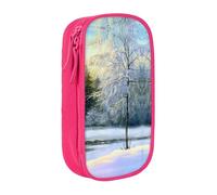 NBHDZENGW Belle trousse d'hiver à double couche de grande capacité, organiseur en polyester durable imprimé personnalisé pour l'école, le bureau, les voyages, les fournitures artistiques, le