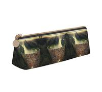 NBHDZENGW Bibliothèque Bibliothèque Livre Jolie Trousse Triangle en Cuir avec Fermeture Éclair Lisse, Pochette Élégante et Durable pour l'école, le Bureau, Voyage - Porte-Papeterie Imprimé Complet