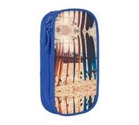 NBHDZENGW Boards On The Beach Trousse à crayons double couche de grande capacité, organiseur en polyester durable imprimé personnalisé pour l'école, le bureau, les voyages, les fournitures artistiques