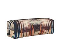 NBHDZENGW Boards On The Beach Trousse à crayons en cuir avec fermeture éclair lisse, élégante et durable pour l'école, le bureau, les voyages - Porte-papeterie imprimé complet, Argenté., Taille unique