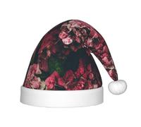 NBHDZENGW Bonnet de Noël en forme de triangle pour enfants avec pompon, bonnet de Père Noël pelucheux pour enfants, imprimé sur toute la surface, polyester, lavable en machine, convient aux enfants de