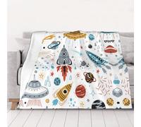 NBHDZENGW Cartoon Rockets Couverture en flanelle douce et légère - Imprimé sur un seul côté - Flanelle anti-boulochage - Couverture chaude toutes saisons pour lit, canapé, camping, voyage