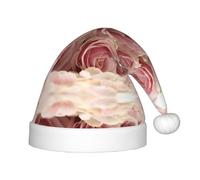 NBHDZENGW Chapeau de Noël rose pour enfants avec pompon, chapeau de Père Noël moelleux pour enfants, imprimé sur toute la surface, polyester, lavable en machine, convient aux 4 à 12 ans