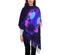 NBHDZENGW Écharpe Late Night Highway en faux cachemire à franges en peluche imprimée sur toute la longueur, simple face, douce et légère pour femme, accessoire élégant et polyvalent