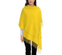 NBHDZENGW Écharpe longue à franges en fausse cachemire jaune bergamote, imprimé complet, simple face, douce et légère pour femme, accessoire élégant et polyvalent
