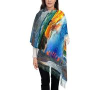 NBHDZENGW Écharpe longue à franges en fausse cachemire motif bateau pirate au coucher du soleil, imprimé complet, simple face, douce et légère pour femme, accessoire élégant et polyvalent