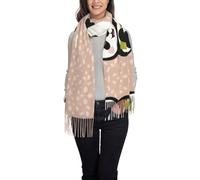 NBHDZENGW Écharpe panda mignonne pour homme et femme, châles surdimensionnés en polyester imprimé doux, écharpe chaude et épaisse avec pompon, Noir , taille unique