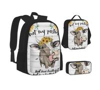 NBHDZENGW Ensemble de 3 sacs à dos imprimés en tissu Oxford 600D pour ordinateur portable avec sac à déjeuner isotherme et trousse à crayons, sac à dos multifonction réglable