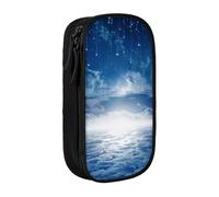 NBHDZENGW Falling Star Moon Trousse à crayons double couche de grande capacité avec imprimé personnalisé en polyester durable pour l'école, le bureau, les voyages, fournitures artistiques et