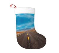 NBHDZENGW Freeway Highway Road In The Desert Chaussettes de Noël réversibles avec impression double face pour Halloween, Nouvel An, flanelle de polyester pour décorer une cheminée d'arbre ou un bureau