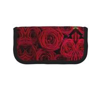 NBHDZENGW Garden Roses Grande trousse à crayons en toile avec poche en maille, motif blocs de couleurs (bordure noire) - Trousse de maquillage pour voyage scolaire