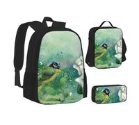 NBHDZENGW Gardenia Ensemble de 3 sacs à dos imprimés en tissu Oxford 600D pour ordinateur portable avec sac à déjeuner isotherme et trousse à crayons, sac à dos multifonction réglable